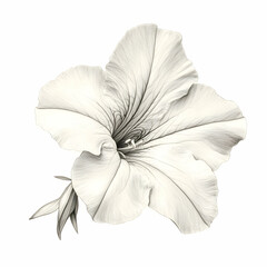 A beautifully detailed illustration of a delicate white flower, showcasing intricate petals and subtle shading, perfect for artistic use.