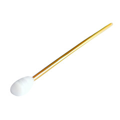 Single Cotton Swab with Yellow Handle Isolated on White Background