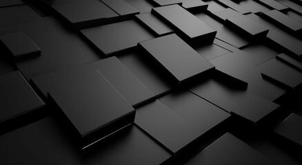 Fototapeta premium A close-up view of layered black rectangles creating a textured, abstract surface.