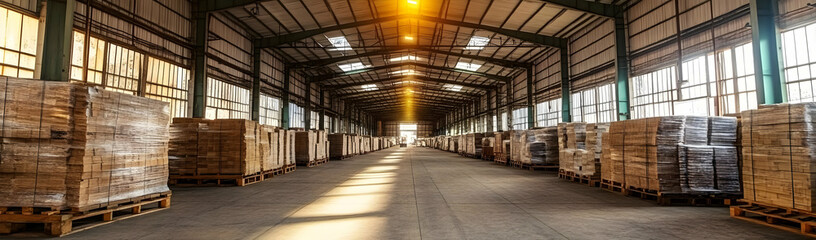 Warehouse sunlight pallets boxes storage