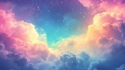 Fototapeta premium a dreamy and colorful cloudscape with a blend of pastel hues, evoking a sense of serenity and imagination