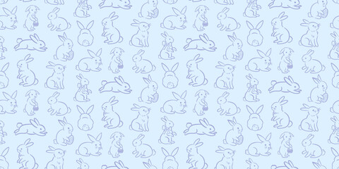 Vector Easter Bunny Seamless Pattern Background
