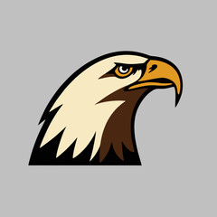 Eagle head, sharp beak, determined look, sports logo, vector graphic