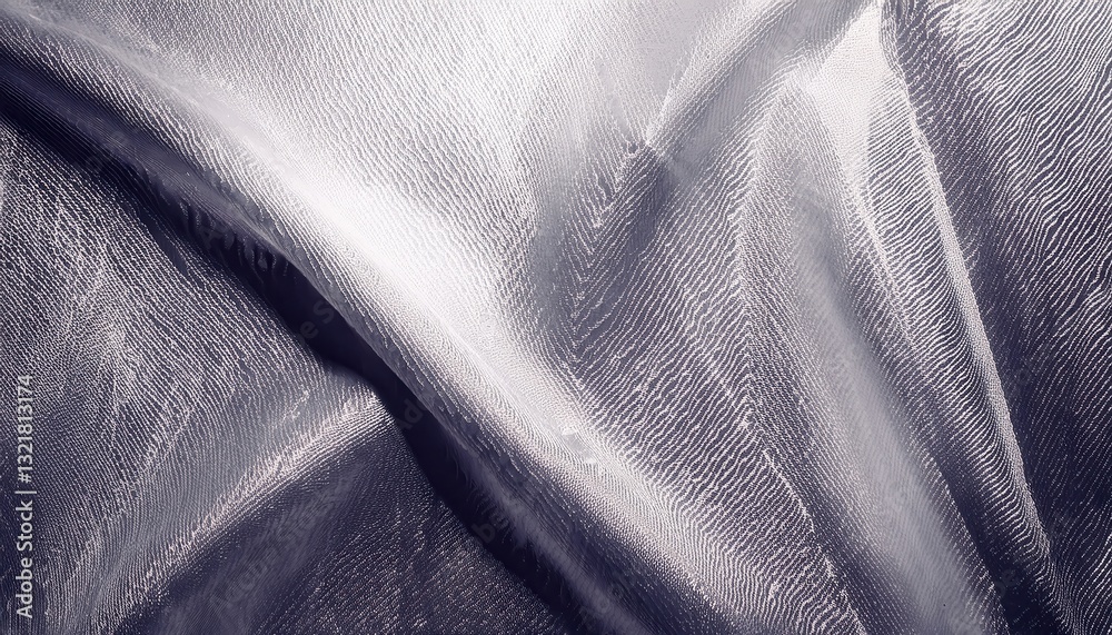 Poster  abstract close-up of translucent textured fabric with organic linear patterns in monochrome tones for modern design