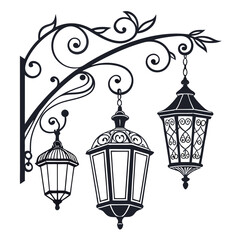 wrought iron street lamp