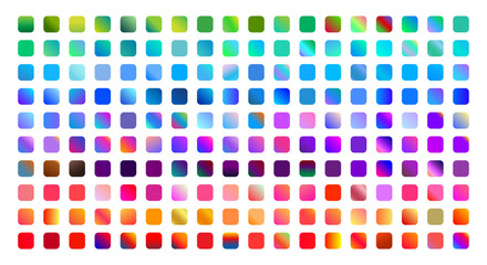 Modern Gradient Colors Set, Unique Vibrant Swatches for Graphic design, UI UX design, web, app, branding, marketing, social media, advertising. Trendy bright gradient collection. Vector illustration. © artyway