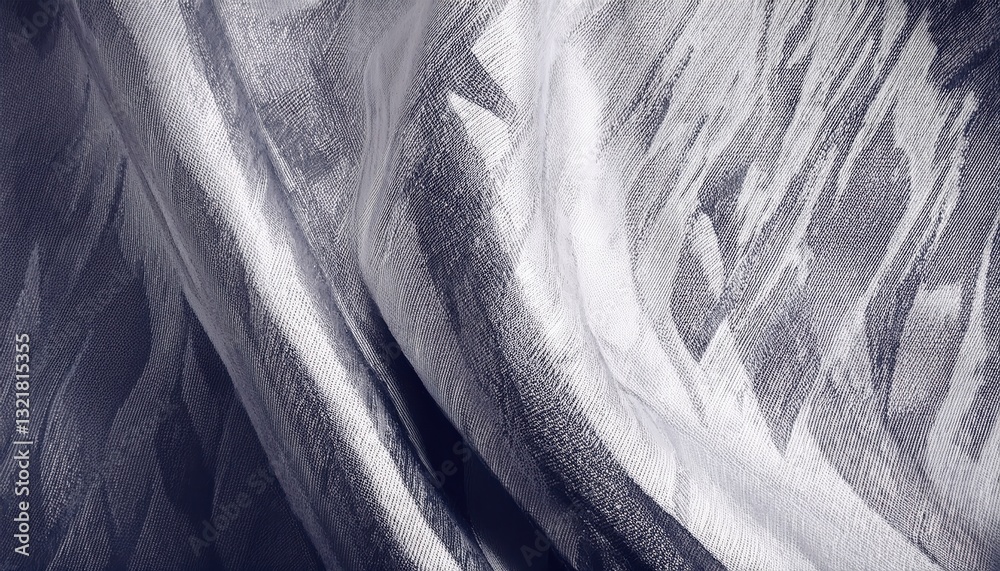 Poster abstract close-up of translucent textured fabric with organic linear patterns in monochrome tones fo