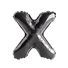 A large silver balloon shaped like the letter X.