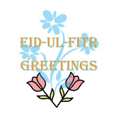 minimalist typography Eid Ul Fitr Greetings calligraphy silhouette vector art