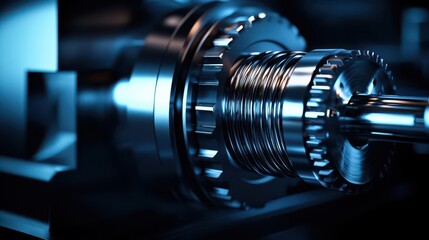 Fototapeta premium Elegant digital twin concept of an industrial machine, minimal and futuristic