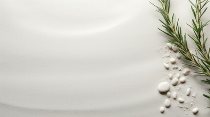 Spa background with rosemary and pebbles on white background