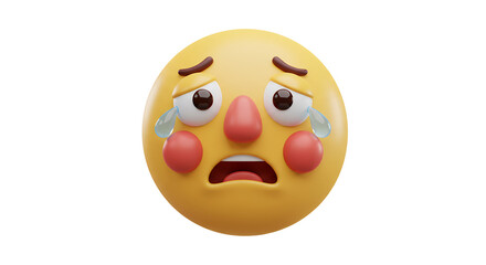 Fototapeta premium Crying Emoji Face with Tears Streaming Down Cartoon Sadness
