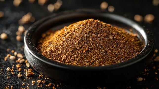 Garam Masala. Spices. Indian curry masala with spices in the black background. Indian spice Powder. Garam masala powder.