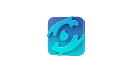 Obraz premium Abstract Blue Icon with Curving Shapes and Water Drop Element
