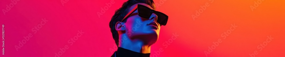 Aufkleber cyberpunk chic avant-garde urban portrait exploring neo-digital aesthetics with high-contrast gradie