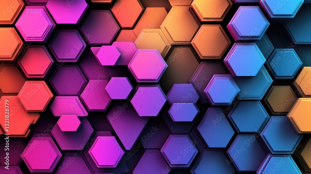 Aufkleber colorful hexagonal patterns with gradient background and shadows