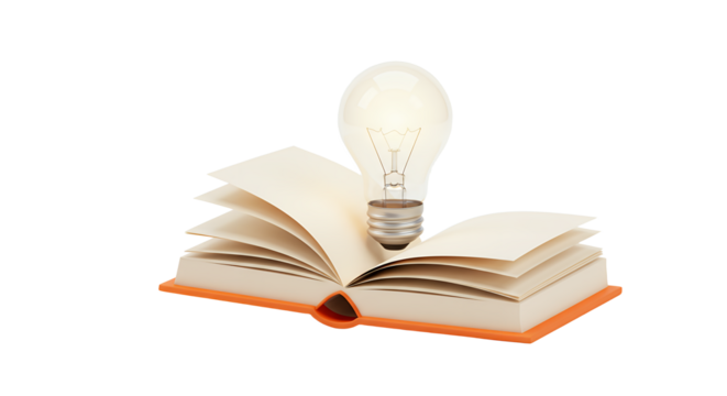 Open Book with Glowing Light Bulb Idea Education and Learning