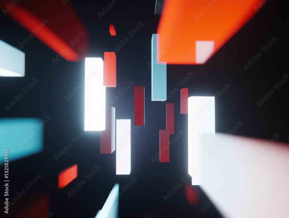 Poster Neo-Digital Abstraction Immersive Geometric Motion Graphics Visualizing Technological Connectivity and Innovative Brand Communication Dynamics