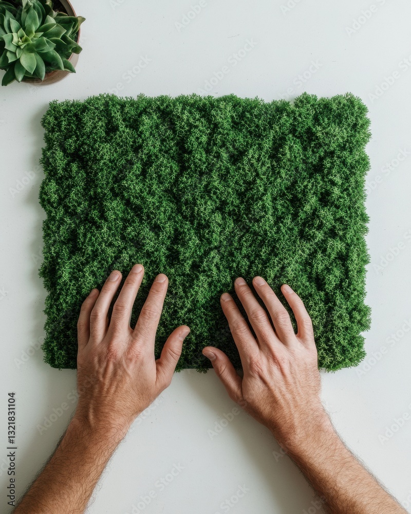 Poster tactile green innovation sustainable workspace design exploring biophilic texture and ergonomic inte