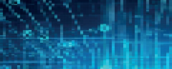 Blue Tech Finance Fintech Background Abstract Pixel Pattern. Abstract Business Tech Science Vector Backdrop.