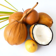 Coconut in one bunch may have more than one fruit or none at all.