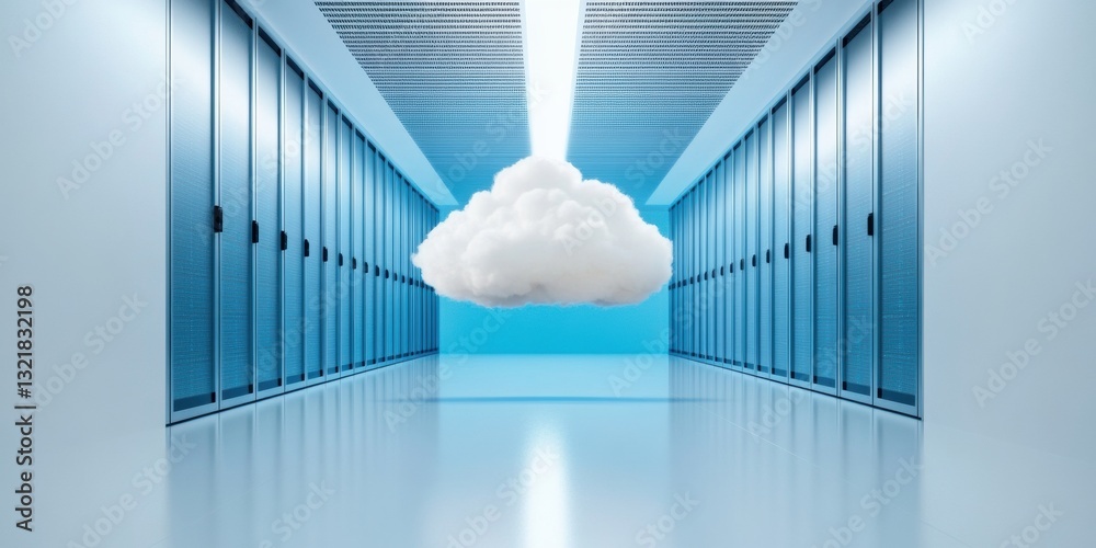 Poster Quantum Cloud Connectivity Sleek Hyperscale Data Center Corridor Visualizing Infinite Digital Transformation and Next-Gen Infrastructure Potential