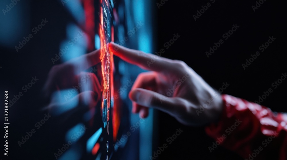 Leinwandbilder immersive digital interaction futuristic touch interface exploring cutting-edge human-technology eng