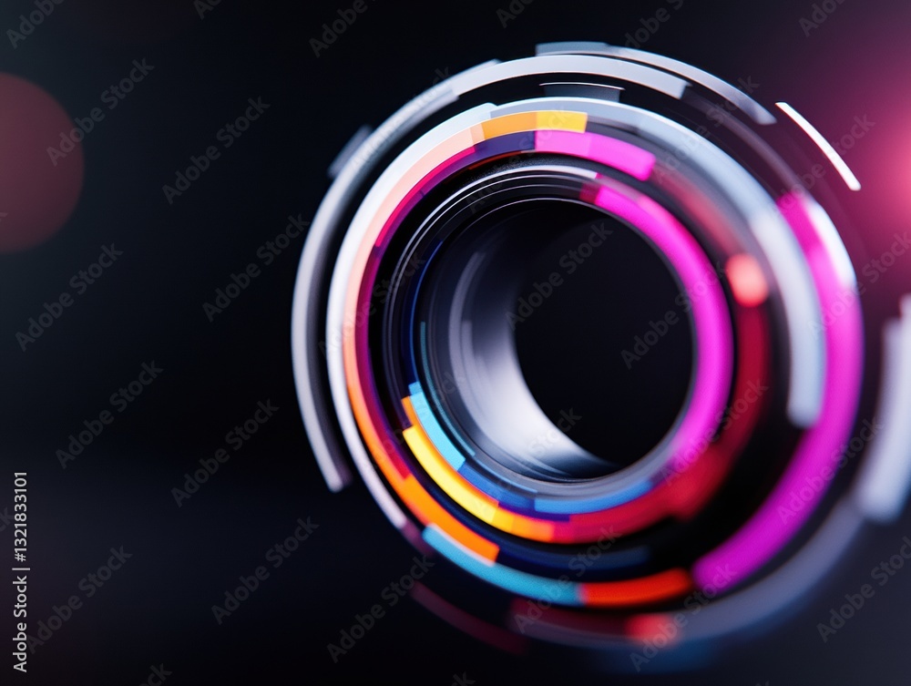 Aufkleber Futuristic Data Visualization Dynamic Circular Interface Revealing AI-Driven Predictive Analytics with Vibrant Holographic Design for Next-Generation Business Intelligence
