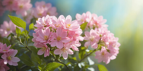 A cluster of pink flowers against a blurred natural background.