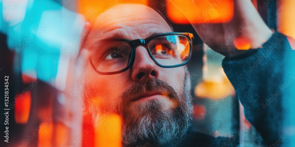 Aufkleber Immersive Digital Analytics Cognitive Performance and Neurotech Visualization - Innovative Workspace Insights for Millennial Professionals in Dynamic Urban Environments