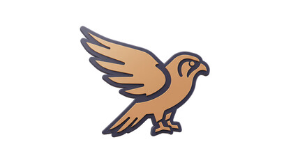 Obraz premium Stylized Bird Icon Flying with Brown Feathers Isolated on White