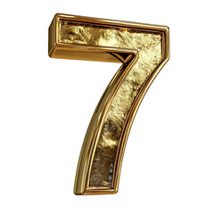a 3D rendering of the number seven encased in gold.