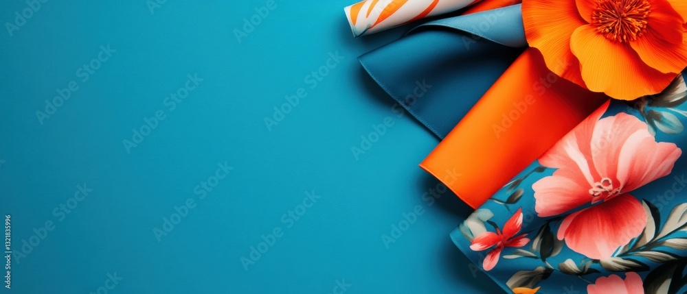 Aufkleber Vibrant Digital Textile Design Bold Floral Patterns and Color-Block Innovation for Creative Branding and Modern Visual Storytelling