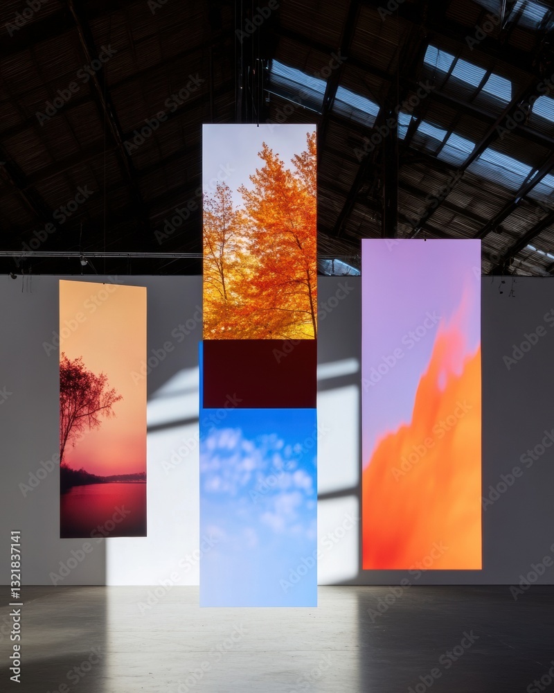 Poster immersive digital nature transformative multi-panel art experience exploring climate, perception, an