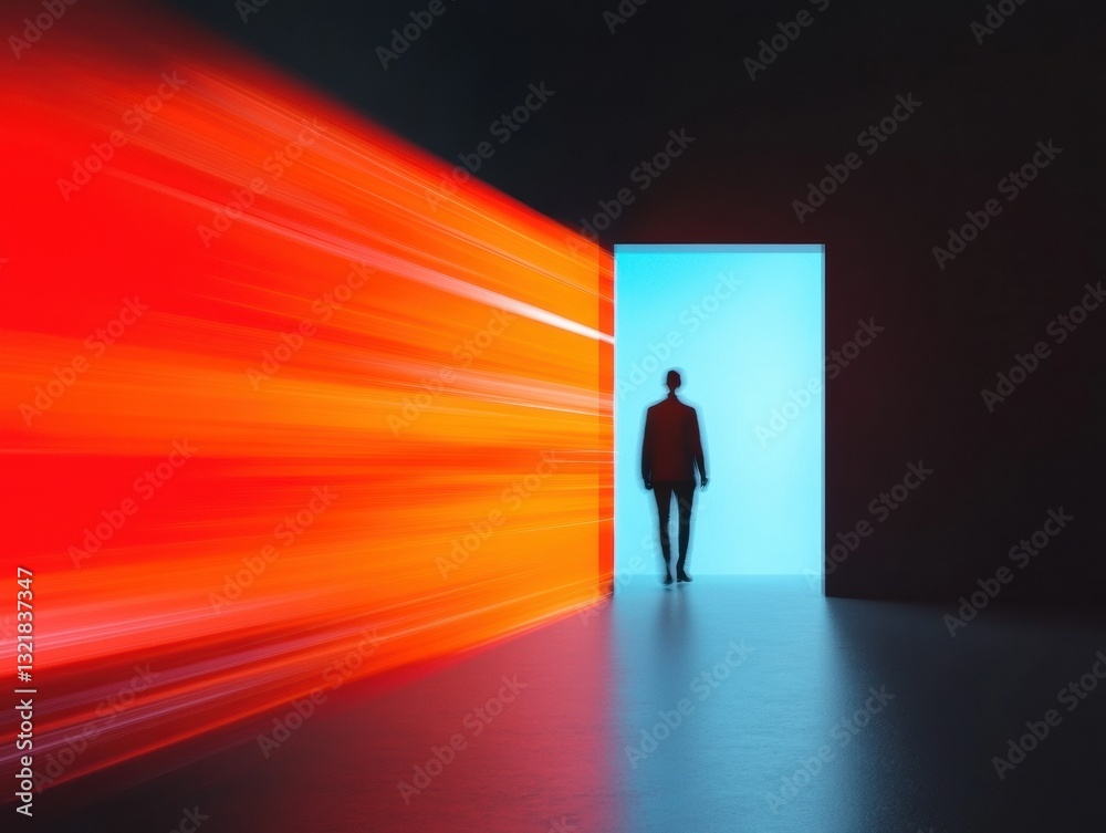Poster Liminal Digital Transformation Futuristic Identity Emergence Through Vibrant AI-Powered Transition Portal - Next-Gen Professional Metamorphosis Visual