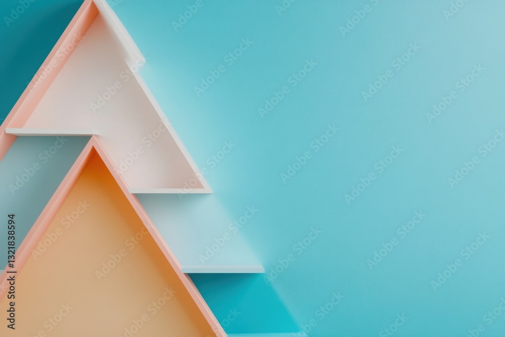 Poster Minimalist Geometric Design Pastel Triangular Layers Exploring Contemporary Spatial Abstraction in Digital Creative Branding Solutions