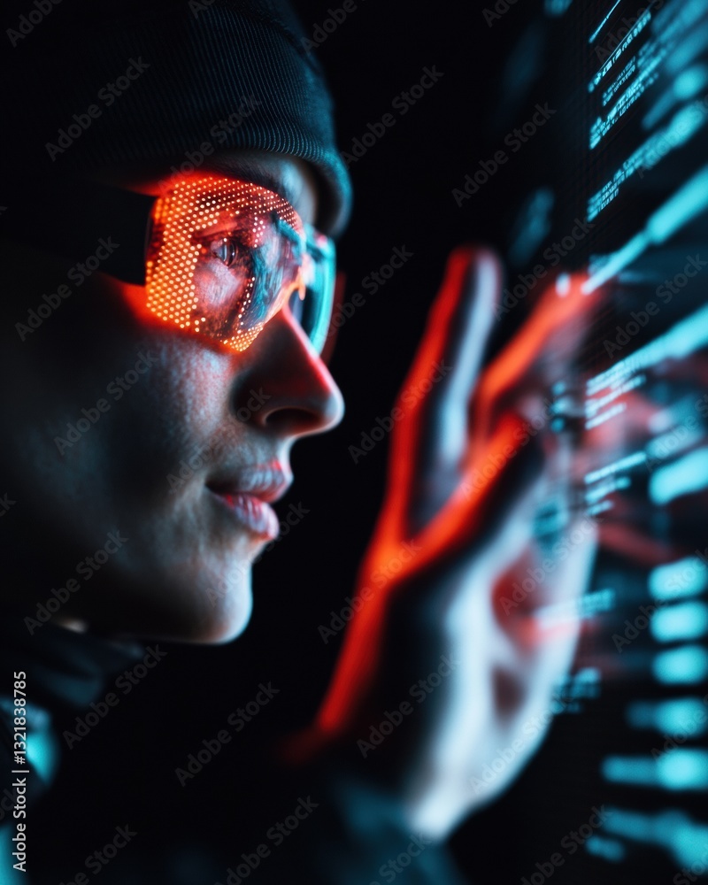 Poster cybernetic vision next-gen digital interaction with immersive ar interface - breakthrough tech exper