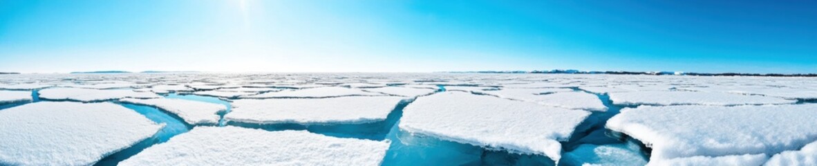 Fototapeta premium Arctic Geometries Climate Visualization of Fractured Ice Horizons - Immersive Environmental Data Visualization for Global Sustainability Insights