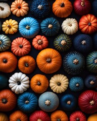 Chromatic Harvest Aesthetic Vibrant Artisan Pumpkin Collection Showcasing Seasonal Design Trends, Modern Color Blocking and Textural Autumn Decor Inspiration