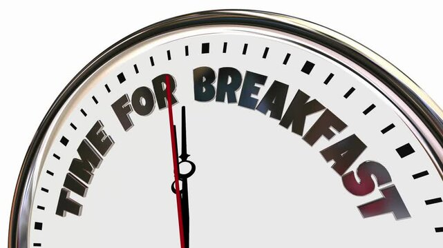 Time for Breakfast Clock Meal Ready Now Early Morning Eat Food 3d Animation