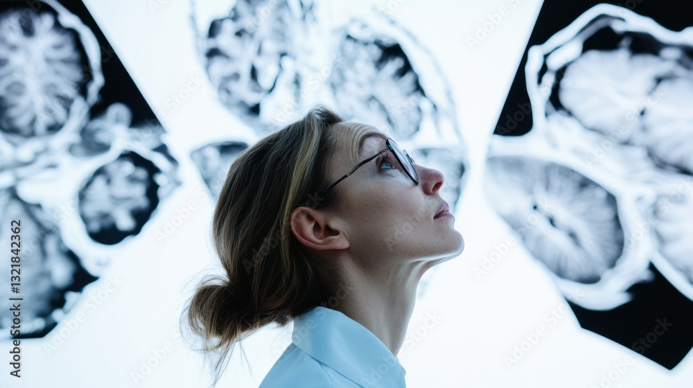 Aufkleber Neuroinnovation Visualized AI-Powered Diagnostic Insights in Precision Medicine - Next-Gen Healthcare Professional Exploring Cognitive Frontiers