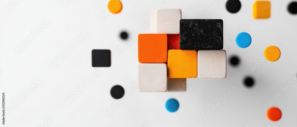Aufkleber modular design innovation geometric composition of interconnected color blocks representing digital 