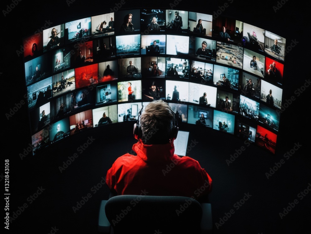 Leinwandbilder immersive data visualization ai-powered surveillance analytics dashboard with multiscreen intelligen