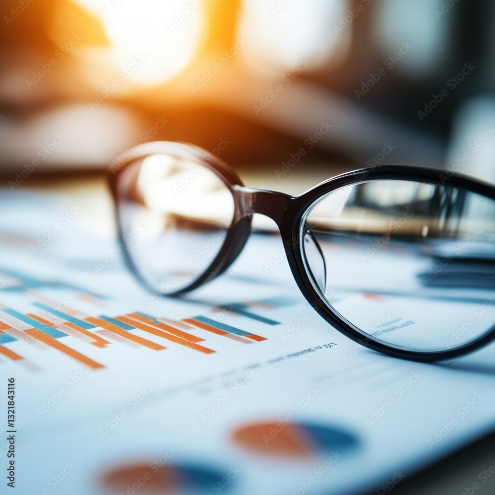 Poster Data-Driven Insights Modern Business Intelligence with Sleek Eyewear and Analytical Visualization - Next-Gen Professional Performance Optimization