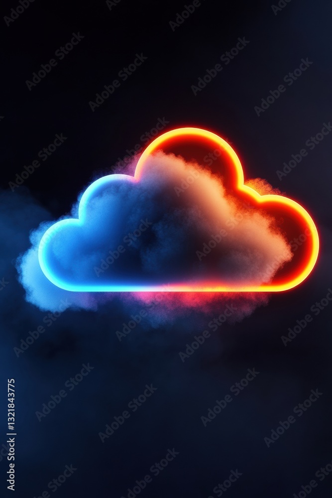 Aufkleber Next-Gen Cloud Computing Immersive Digital Transformation Visualization with Neon-Gradient Neural Network Infrastructure - AI-Powered Secure Connectivity Concept