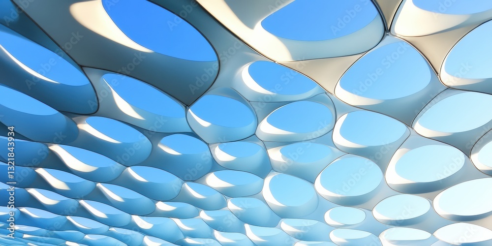 Aufkleber Futuristic Parametric Architecture Organic Fluid Ceiling Design Exploring Biomimetic Innovation in Modern Spatial Engineering and Digital Aesthetic Transformation