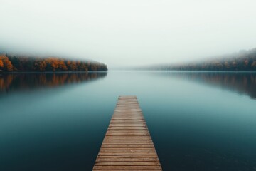 Mindful Serenity Minimalist Wooden Pier Retreat - Tranquil Wellness Landscape for Digital Detox and Modern Meditation Experiences