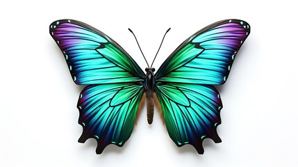 Obraz premium Vibrant iridescent Morpho Butterfly wings on white background