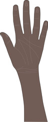 The hand with an open palm reaches upwards