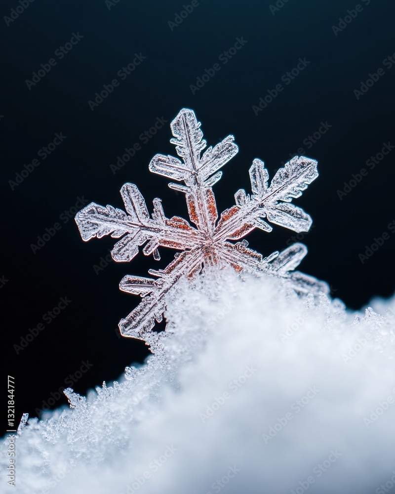Poster crystalline winter elegance macro snowflake exploring natures intricate design for premium digital a